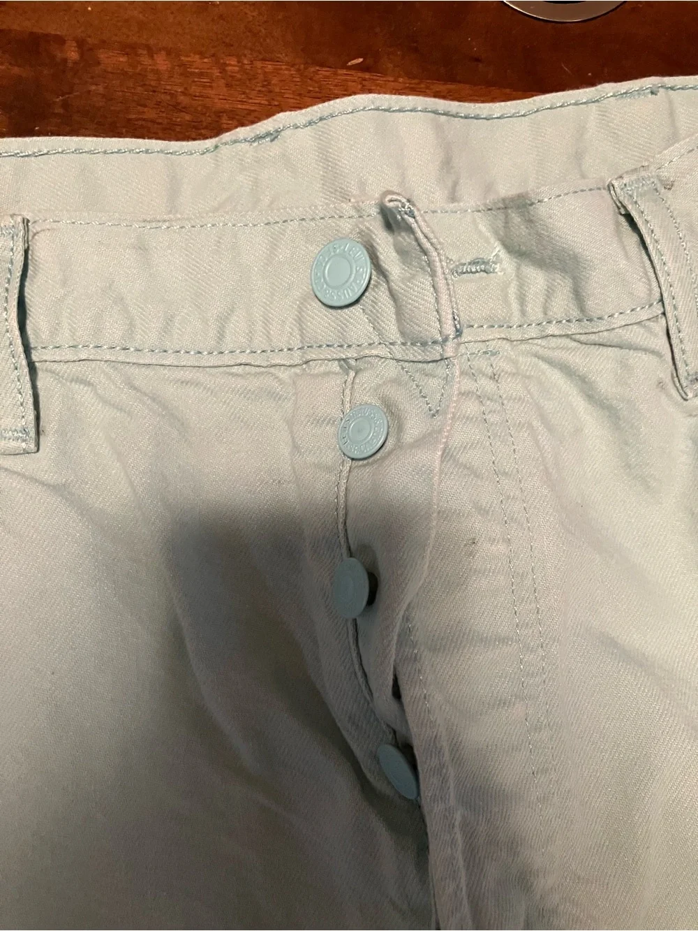 Levi’s 501 Button Fly Jeans Straight Leg Pastel Blue 40x30 Shrink To Fit